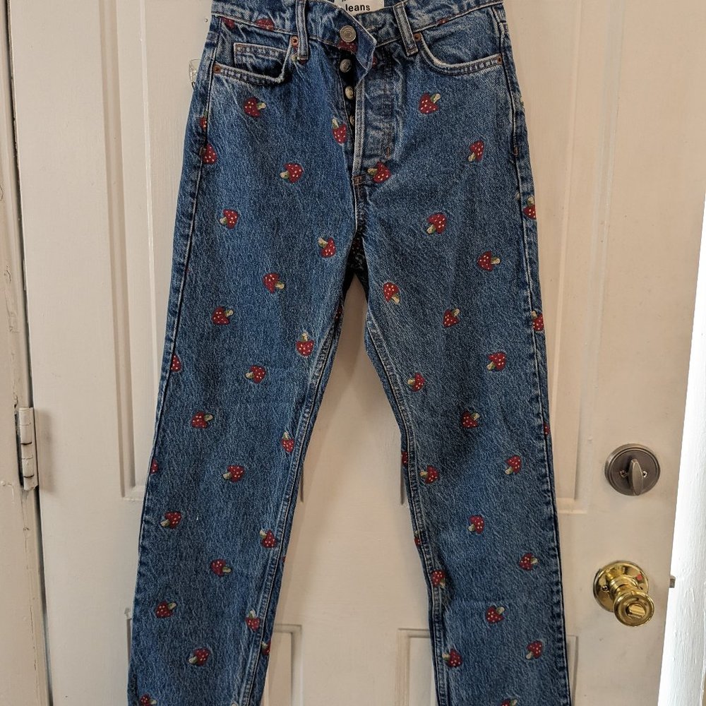 REFORMATION high-rise embroidered mushroom jeans (brand new w/ tag!) - Picture 2 of 5